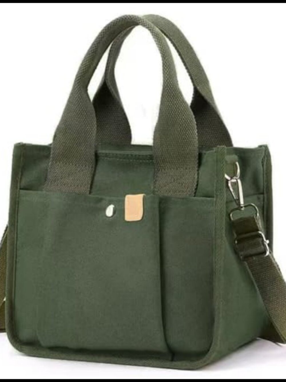 Small Canvas Tote Bag with Zipper Crossbody Satchel Shoulder Handbag